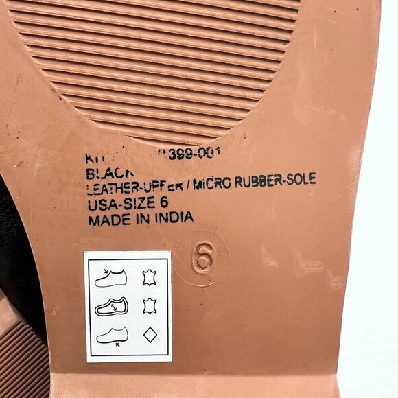 CREVO Kitty Bow Leather Slide Sandal Size 6 Black Square Open Toe Flats - Picture 7 of 11